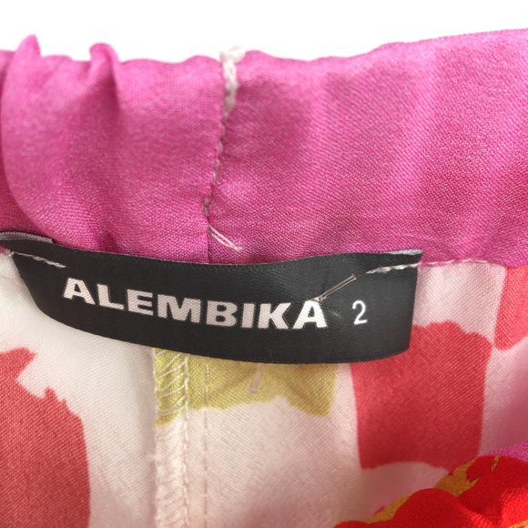 NEW Alembika Floral Wide Leg Pant red pink orange - Picture 7 of 11